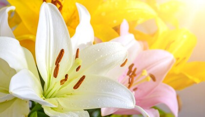 Obraz premium Close-up of colorful lilies