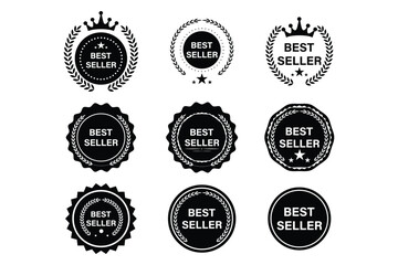 set of best seller icon, label, sale, sticker, stamp badge, vector. set of premium quality guarantee labels.