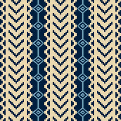 Earthy Tone Traditional Embroidery Art Abstract with Pixel Art Designs for Textile Print