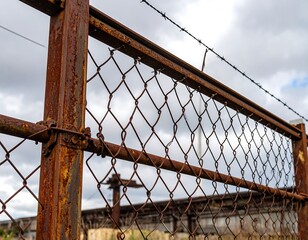 Fototapeta premium Rusted chain link fence