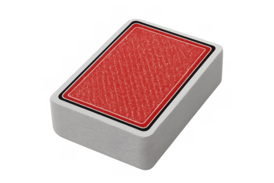 Deck of cards with red back on transparent background