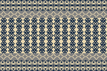 Earthy Tone Traditional Embroidery Art Abstract with Pixel Art Designs for Textile Print
