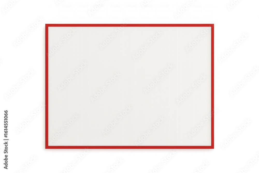 Poster Red frame with white background displaying a transparent checkered pattern