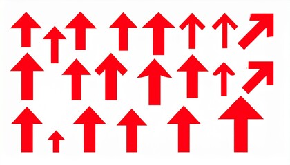 Set of red arrow icons, pointing up, down, left and right icon