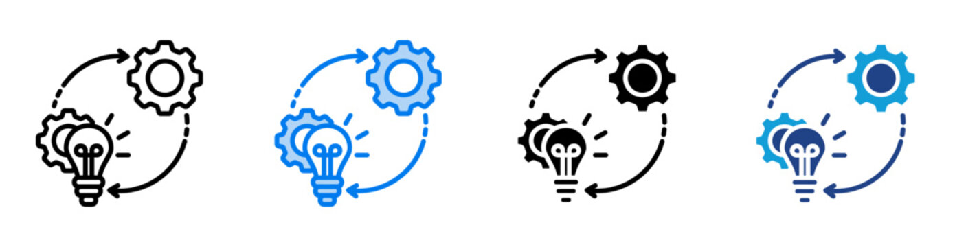 Techniques icon set multiple style collection