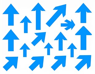 Set of blue arrow icons, pointing up, down, left and right icon