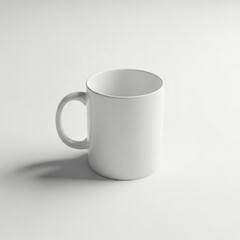 Fototapeta premium Clean White Ceramic Mug on Minimalist Background, Perfect for Custom Branding, Sublimation Designs, or Product Mockup Presentation, Ready for Your Creative Display