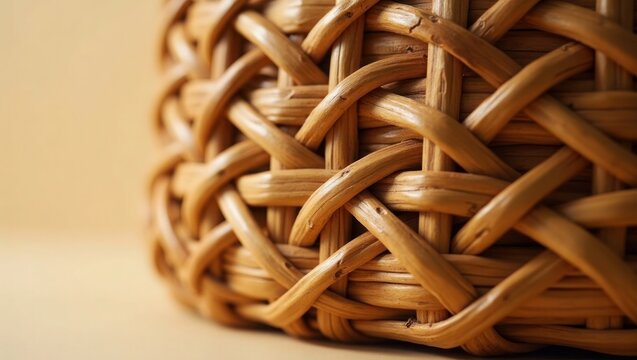 Woven Light Brown Rattan Basket Texture wicker