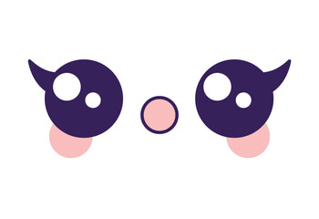 Set Hand drawn flat design kawaii face collection