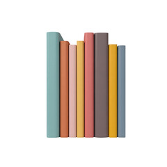 Stack of colorful books arranged vertically.