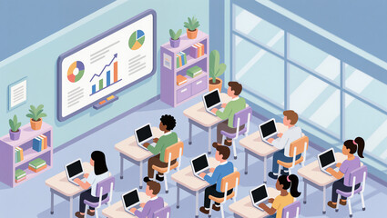 Students engaged in a dynamic learning environment with technology