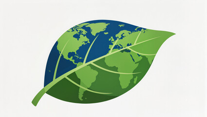 Earth embraced by a vibrant green leaf symbolizes nature's harmony