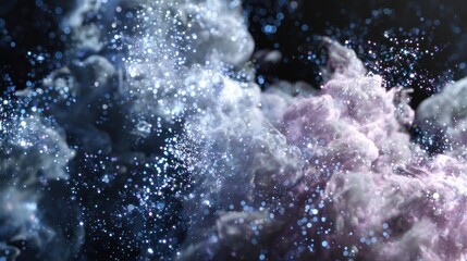 Dreamy Clouds Featuring Sparkling Particles in a Celestial Display, Perfect for Fantasy Art and Ethereal Designs, Ideal for Magical Projects and Creative Visualizations