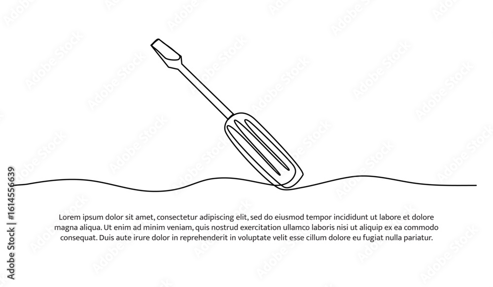 Poster one line of screwdriver. abstract minimal continuous line.