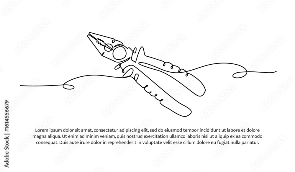 Poster one line of pliers. abstract minimal continuous line.