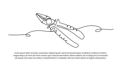 One line of pliers. Abstract minimal continuous line.