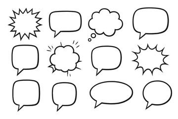 Speech Bubbles: A collection of illustrated speech bubbles ready for text, expressing thoughts, ideas, and conversations with clarity and versatility.
