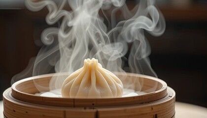 A festive Chinese New Year decoration with fresh gourmet dumplings and sweet dessert on a white plate, perfect for a traditional tea ceremony meal