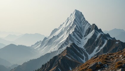 Winter alpine panorama with snow-covered peaks under a vast sky