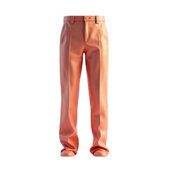 Peach-colored, pleated trousers displayed in a  setting.