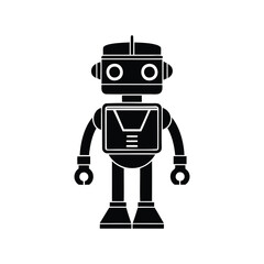 Illustration of a black robot with a vintage design aesthetic character