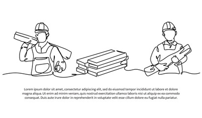 Continuous line design of carpenter. Single line decorative element drawn on white.