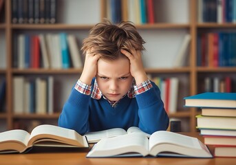 Frustrated Boy Struggling With Homework