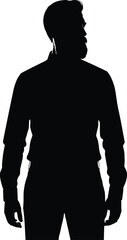 Silhouette of a Confident Businessman, Standing Tall and Looking Ahead, Symbolizing Leadership and Vision in the Corporate World on white background