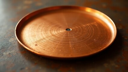 Obraz premium Brushed copper plate with central hole round metallic
