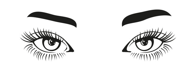 Set Man and woman eyes and eyebrows