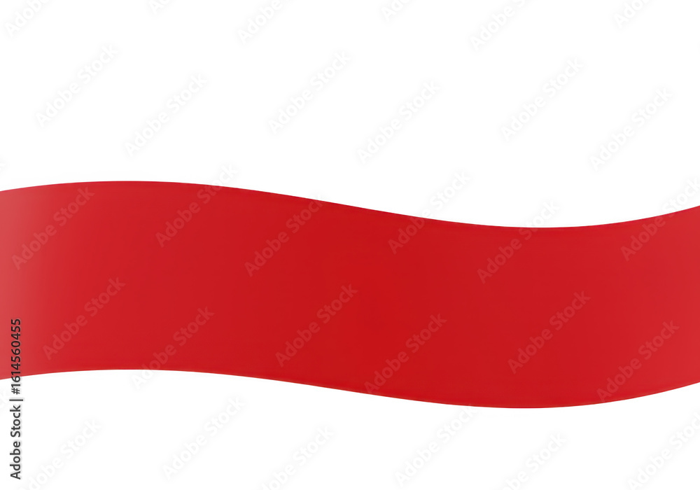 Poster a flowing red ribbon banner with a smooth, wavy texture, isolated against a clean transparent backgr