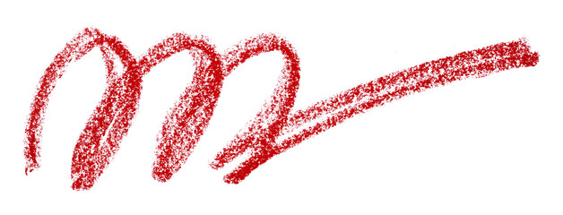 Red colored pencil drawing isolated on transparent background