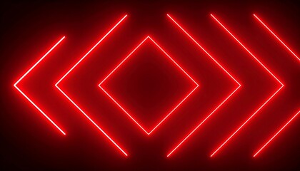 Abstract red neon arrow light glow background. Futuristic cyber laser line motion ban