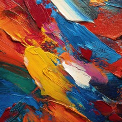 Vibrant abstract painting with thick impasto brushstrokes in bold colours
