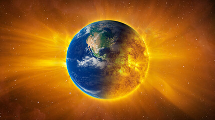 Obraz premium Global warming concept - The world is experiencing disaster as a result of global warming 