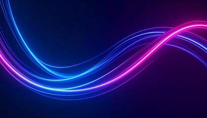 Abstract minimal background with glowing wavy line. Blue and pink futuristic wallpa 