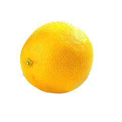 A bright yellow citrus fruit, likely an orange, centered against a black background