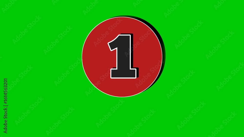 Poster pop up number 1 one animation green screen black color cartoon motion graphic video element.3d numbe