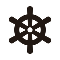 シンプルな舵のアイコン（モノクロ）