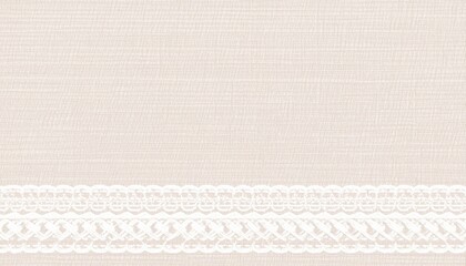 Fototapeta premium Natural Cream French Linen Texture Border Background. Old Ecru Flax Fibre Seamless 