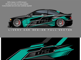 car livery design vector. Graphic abstract stripe racing background designs for wrap