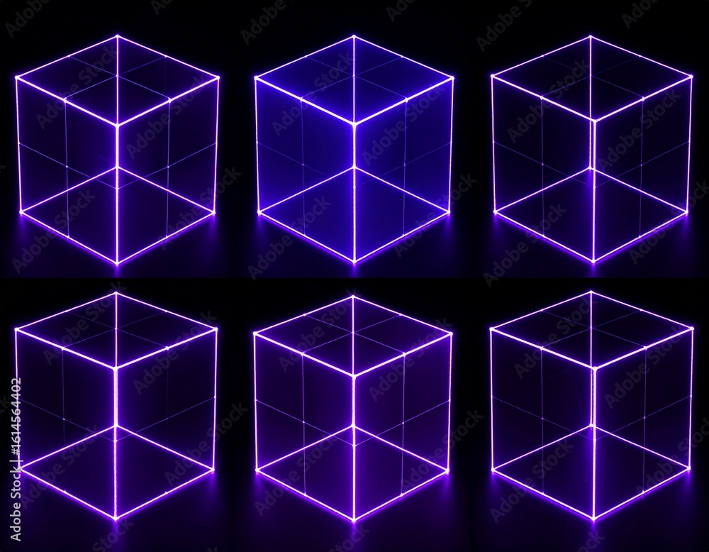 Poster it's a violet hologram cube. it's a set of different angles.
