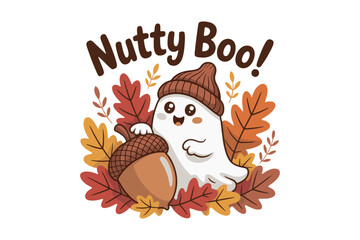 Nutty Boo Cute Ghost Autumn T-Shirt Design