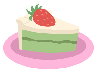 Illustration of Cake Slice with Strawberry