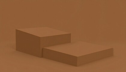 3d brown stage podium scene minimal studio background. Abstract 3d geometric 
