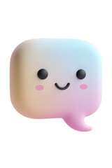 A cute, cartoonish speech bubble with a happy expression.