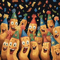 Happy French Fries Party Characters Generative AI