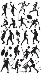 Sports Silhouette Vector , black silhouettes isolated on white background
