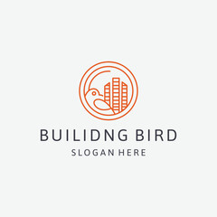 Building bird logo vector icon illustration style