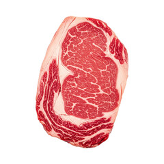 Raw Ribeye Steak with Marbling on a Transparent Background